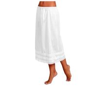 Générique Robe Courte Demi-Slip pour Femmes,sous-Jupe,Extension de Robe,Garniture en Dentelle,Longueur aux Genoux,Jupe Courte(White,XL)
