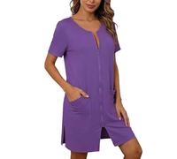 Générique Robe d’allaitement confortable et décontractée pour femme enceinte coupe ample manches courtes et peignoir assorti idéale comme pyjama pour le repos à la maison et les nuits de sommeil