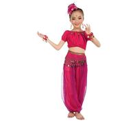 Générique Robe Danse Orientale Enfant Costume Danse Bollywood Fille Belly Dance Indienne 2 pcs Déguisement Indien Bollywood Oriental Robe Costume Carnaval D`Halloween