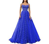 Générique Robe De Bal à Paillettes Scintillantes,Bretelles Spaghetti,en Tulle,Robe De SoiréE Formelle,Ligne A,éPaules DéNudéEs,Robe De SoiréE pour Femmes Royal Blue XXS