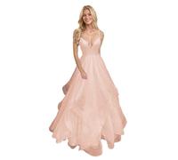 Générique Robe De Bal en Tulle à éPaules DéNudéEs pour Femme Robe De SoiréE Longue Et éLéGante à Col en V Et Paillettes Pearl Pink XS