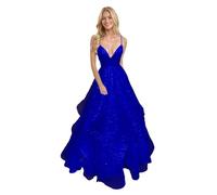 Générique Robe De Bal en Tulle à éPaules DéNudéEs pour Femme Robe De SoiréE Longue Et éLéGante à Col en V Et Paillettes Ocean Blue 5XL