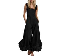 Générique Robe De Bureau Femme Chic Et Elegant Combinaison Salopette Ample à Jambes Larges avec Volants à l'ourlet Robe Femme Sexy Dos Nu Respirant pour Vacances Plage Travail Décontractés