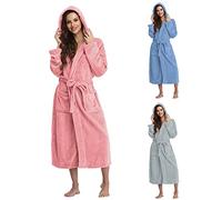 Générique Robe De Chambre Femme Chaude Molleton Peignoir De Bain Femme Grande Taille Eponge Pyjama À Capuche Bathrobe A Nouer Albornoz Manche Longue Loungewear Uni Robe Décontracté D'Intérieur XXXL