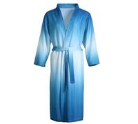 Générique Robe De Chambre Femme Hiver Grande Taille,Peignoir éLéGant en Tissu Tissé Doux Absorbant Et Respirant DéGradé De Couleurs Kimono VêTement De DéTente pour La Maison Et L'HôTel (Blue XL)