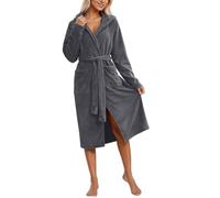 Générique Robe De Chambre Femme Hiver,Peignoir en Flanelle Douce pour Un Peignoir Polaire Confortable avec Capuche IntéGréE VêTements De DéTente pour La Maison Le Spa L'HôTel (Grey One Size)