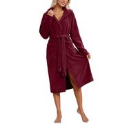 Générique Robe De Chambre Femme Longue,Peignoir en Flanelle Douce pour Un Peignoir Polaire Confortable avec Capuche IntéGréE VêTements De DéTente pour La Maison Le Spa L'HôTel (One Size)