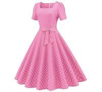 Générique Robe De Cocktail Femme Robe Annee 20 30 40 50 60 70 Pin Up Rockabilly Vintage Soirée Communion Femme Mi-Longue Rétro Robe À Pois Manche Courte Au Genou A-Line pour Anniversaire Regular