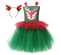 Générique Robe De Costumée De Noël - Tutu Licou Sans Manches Avec Bandeau | Ensemble De Costumes De Noël Pour , Tenue De Déguisement Festive En Tulle De Polyester, Accessoires De De Rôle De