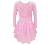 Générique Robe De Danse De Ballet pour Enfants Filles, Ballets Manches Longues Danse Justaucorps Tiered Tutu Robe Ballerine Costume, Robes Ballets De Ballet Robes De Performance pour Enfants 3-8 Ans