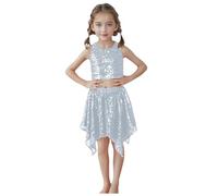 Générique Robe de Danse Moderne Jazz pour Fille Justaucorps Gymnastique sans Manches avec Crop Top et Legging Court Paillette Tenue de Danse Brillante des années 70 et 80