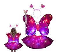 Générique Robe de Fée, Fairy Princess Dress Up Set avec aile, Comprend une et un bandeau d'ailes de fée papillon jupe LED pour la fête