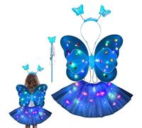 Générique Robe de Fée - Fairy Princess Dress Up Set avec aile - Comprend une et un bandeau d'ailes de fée papillon jupe LED pour la fête