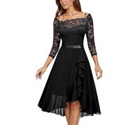 Générique Robe de mariée élégante pour Femme en Dentelle Florale sophistiquée et Romantique (Black, S)