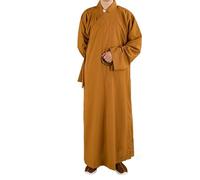 Générique Robe De Moine, Tissu Mélangé Lin Et Coton, Conception De Col à Trois Couches, Adaptée à La Méditation Et Aux Arts Martiaux, Confortable Et Respirante en Toutes Saisons (Yellow 36)