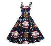 Générique Robe De Noel Étoile Noël Bustier Fête Tenue Soirée Festive Joyeux Rouge Dentelle Ceinture Satin Femme Broderie Festonne Renne Polaire Nœud Papillon