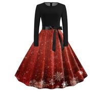 Générique Robe De Noël Femme Grande Taille Robe Noel Femme Chic et Elegante Robes De Mère Noëls Trapèze Mariage Cocktail Soirée Fête Cérémonie Décontractée Genou Costume Noëls Longue