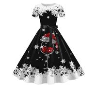 Générique Robe De Noël Femme Grande Taille Robe Noel Femme Chic et Elegante Robes De Mère Noëls Trapèze Mariage Cocktail Soirée Fête Cérémonie Décontractée Genou Costume Noëls Longue