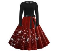 Générique Robe De Noël Femme Grande Taille Robe Noel Femme Chic et Elegante Robes De Mère Noëls Trapèze Mariage Cocktail Soirée Fête Cérémonie Décontractée Genou Costume Noëls Longue