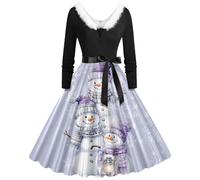 Générique Robe De Noel Femme Noël Pull Hiver Laine Laide Imprimée Noire pour Cocktail Et Fête Déguisement Vêtements Automne Chic Elegant Light Violet-c XXL