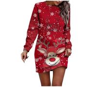 Générique Robe De Noël Femme Pull Famille Moche Sweatshirt Hiver Chaude Pullover Chic Élégant Imprimé Élan