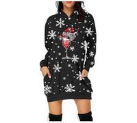 Générique Robe De Noel Femme Rouge Noël Vêtements Pull Hiver Soirée Rockabilly Vintage Années 50s Manches Longue Costume Père Grande Taille Chic Tenue Le Noir XL