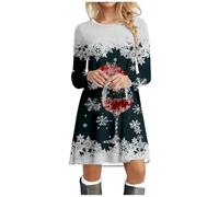 Générique Robe De Noel Femme Rouge Pull Fille Manche Longue Laide Imprimée Noire pour Cocktail Et Fête Noël À Manches Longues Robes Chaude Hiver Le Noir S