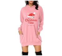 Générique Robe De Noël Femme Rouge Vêtements pour Femmes Automne Boheme Hiver Laide Imprimée Noire Cocktail Et Fête Pull Noel Sweat Deguisement Grande Taille d'hiver Tunique Rose XXL