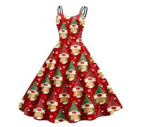 Générique Robe De Noël Femme Sapin Carnaval Festive Tenue Soirée Magie Rouge Et Vert Satin Brillant Broderie Festonne Dentelle Perles Renne Polaire Paillettes Dorées Noel
