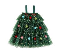 Générique Robe de Noël pour bébé fille - Tutu en tulle - Étoiles - Paillettes - Robe sapin de Noël pour événement, festival, activités club, fête d'anniversaire en plein air - Âge 1-5