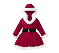 Générique Robe de Noël pour Nouveau-né Bébé Fille Robe Rouge, à Bowknot à Volants Manches Longues Habit Pere Noel Pull Noel Bebe Robes De SoiréE NoëL | Tenues Parti Rouge 1-4 Ans