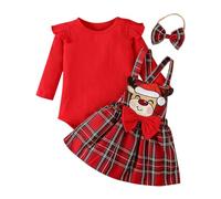 Générique Robe de Noël pour Nouveau-né Bébé Fille Robe Rouge, BéBéS Filles Ma PremièRe De NoëL Habit Pere Noel Noel 2 Ans Costume BéBé | Tenue Parent-Enfant en Famille