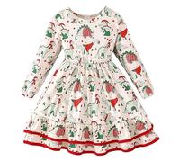 Générique Robe de Noël pour Nouveau-né Bébé Fille Robe Rouge, De Noel Enfant Fille en Tulle à Manches Longues NoëL à Manches Longues pour BéBé | Ensemble Noel Bebe