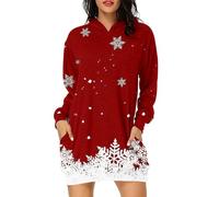 Générique Robe de Noël Pull Famille Moche Sweat Hiver Chaude, Sweat-Shirt à Capuche Long imprimé de Noël Confortable pour Saison Automne Hiver pour Soirée Noël Réunion Amicale Weekend Cadeau Élégant