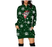 Générique Robe De Noel Pull Femme Vêtements Noël pour Filles Manche Longue Fille Vintage Manches Mi-Longue Cocktail Soirée Dentelle Déguisement Moche d'hiver Hiver Grande Taille Dark Vert XXL