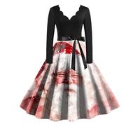 Générique Robe De Noel Pull Sapin Noël pour Femme Hiver Chic Et Elegant Laide Imprimée Noire Cocktail Fête Robes Top d'hiver Manche Longue f-Le Noir M