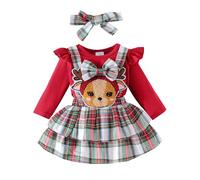 Générique Robe de Noël, Robe Noel Bebe Bébés Filles Noël Tutu Jolie Ensemble Hiver Tutu Pull Bébé Fille Baby File Noel | bébé Fille Mon 1er / 2e / 3e Anniversaire en Coton à Manches