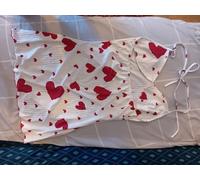 Générique Robe de Nuit Blanche avec Motif Cœurs Rouges, Vêtement de Nuit en Coton