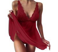 Générique Robe de Nuit Courte Femme,Chemise de Nuit Ouverte Dans Le Dos Nuisette Saint Valentin Robe Bretelles Nuisettes Satin Chemise Nuit