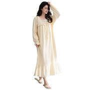 Générique Robe de Nuit élégante à Manches Longues Bouffantes avec Dentelle Patchwork col carré nœud Papillon à Volants Chemise de Nuit Victorienne vêtements de Nuit Chemise de Nuit à la Maison