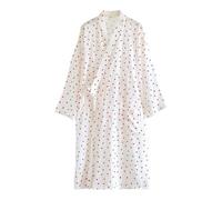 Générique Robe de Nuit Femme Sucrée à Imprimé Cœurs pour Été - Peignoir Léger en Coton Crêpe Style Japonais, Tenue de Maison pour Adolescentes, Nouvelle Collection Printemps Automne