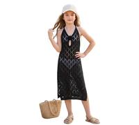 Générique Robe De Plage D'Été pour Filles, Coupe Ajourée avec Bretelles À Nouer, Longueur Mi-Longue, Style Paréo À Enfiler par-Dessus Un Maillot De Bain pour Les Vacances À La Mer.