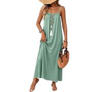 Générique Robe De Plage Femme Coupe Ample À Bretelle Ajustable Robe Longue Chic Et Elegant Robes Fluide Doux Fronces Au Haut pour Soiree Cocktail Ceremonie Maison Et Escapade Estivale Vert Clair, M