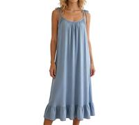 Générique Robe De Plage Femme Ete Robe Longue Fleurie Tendance 2025 - Modèle Fluide et élégant Style bohème avec Ceinture nouable et Coupe Empire (Blue, XL)