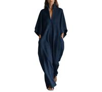 Générique Robe De Plage Léger Boho Dresses for Loose Short Sleeve Midi Dress A Line Flowy Beach Dress with Pockets Robes Décontractée Ete Chic pour Vacances À La Plage