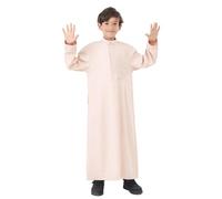 Générique Robe De Prière Abaya pour Enfants Et Filles Caftan Traditionnel Thobe Longue Vêtement Musulman Moyen-Orient Boubou Ensembles Musulmans Garçon Dashiki Ensemble (Beige,4-5 Ans)