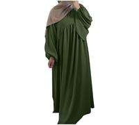 Générique Robe De Priere Femme Musulmane 19 Piece,Robe TrapèZe Ample Et Confortable Col Rond Et Couleur Unie (Army Green L)