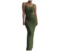Générique Robe De Priere Femme Musulmane 64 Piece,Femme Imprimé AléAtoire Moulante Robe 1 PièCe sans Manches Robe Longue pour Plage Vacances VêTements D'éTé (Army Green XL)
