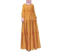 Générique Robe De Priere Femme Musulmane 87 Piece,Femmes BohèMe à Imprimé Robe Musulmane Manches Longues VêTements De PrièRe (Yellow XXL)