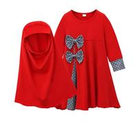 Générique Robe De PrièRe pour Le Ramadan BéBé Fille Abaya avec Hijab Pleine Longueur Robe Burka Maxi Petit Enfant Enfant en Bas âGe BéBé Fille Robes